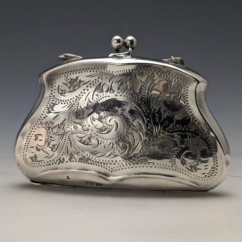 1917 British Antique Pure Silver Coin Case with Chain FD Long